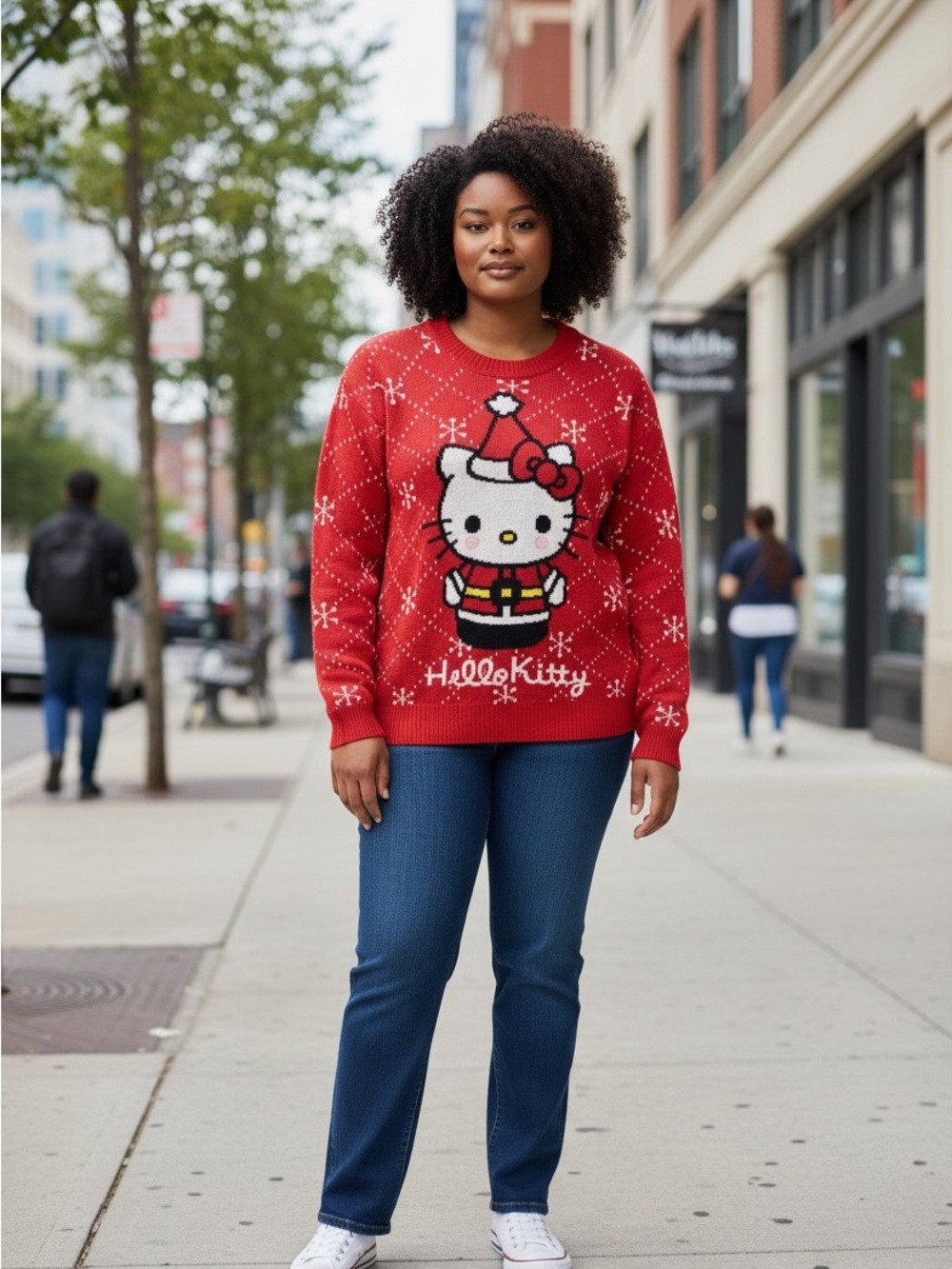 Hello Kitty Red Knit Holiday Crewneck Sweater
